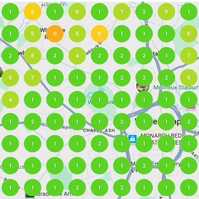 Google Maps geo-grid after: Roofers Coventry