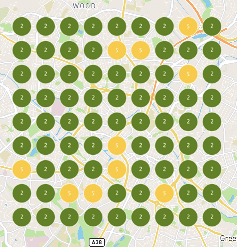 Google Maps geo-grid after: Private dentist Birmingham